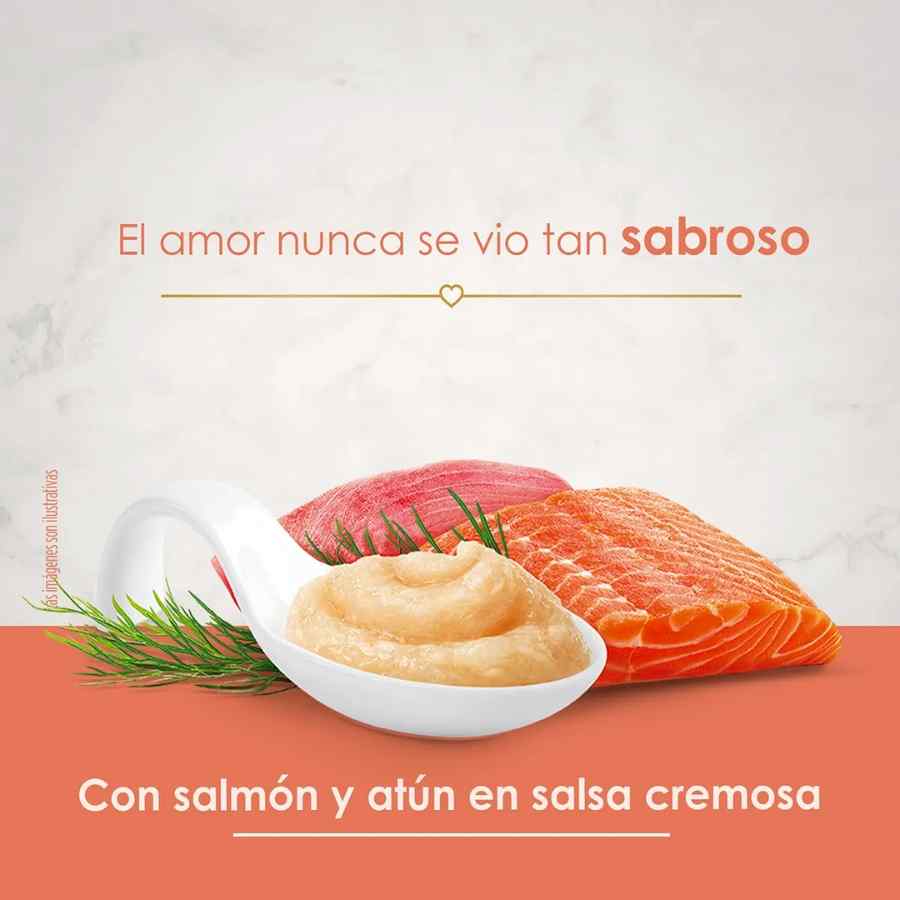Fancy Feast Puree Kiss Con Salmón Y Atún En Salsa Snack Líquido Para Gatos, , large image number null